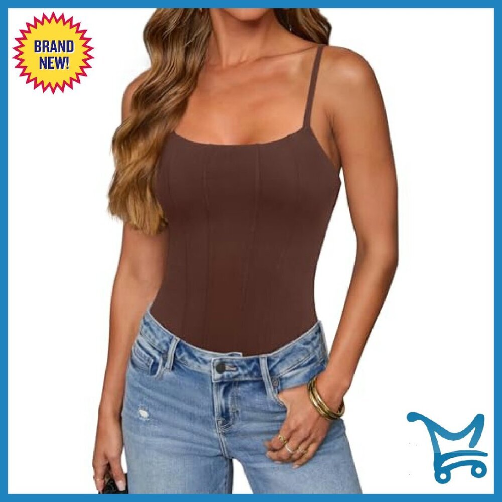 Sexy Square Neck Corset Bodysuit Adjustable Strap Sleeveless Backless - Picture 2 of 8